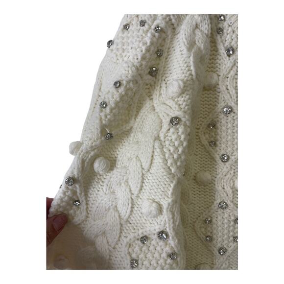 Retrofete Maple Embellished Sweater Dress Cable Knit Merino Wool Rhinestone Sz M - Picture 11 of 14